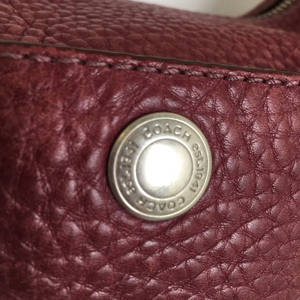 Coach Burgundy Chelsea Pebble Leather Hobo Shoulder Bag Purse